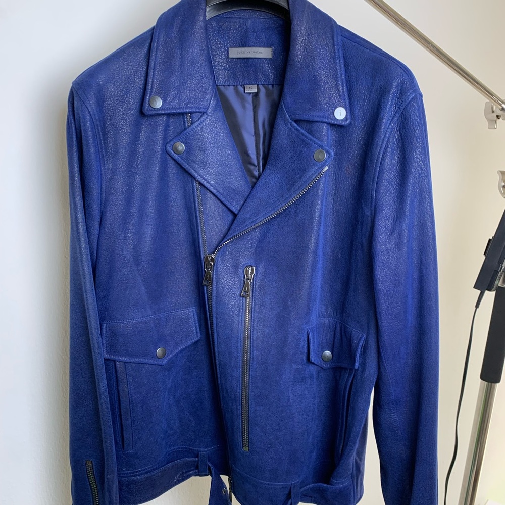 John Varvatos Zip Closure Belted Biker Jacket